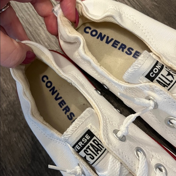 Converse White Canvas Sneakers with Red Trim - Picture 5 of 5